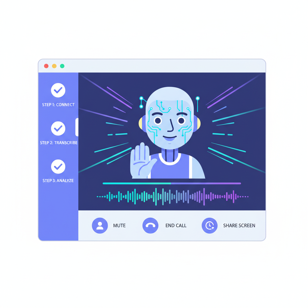 User interface showing active video call with AI avatar, real-time waveforms and Solana speed lines